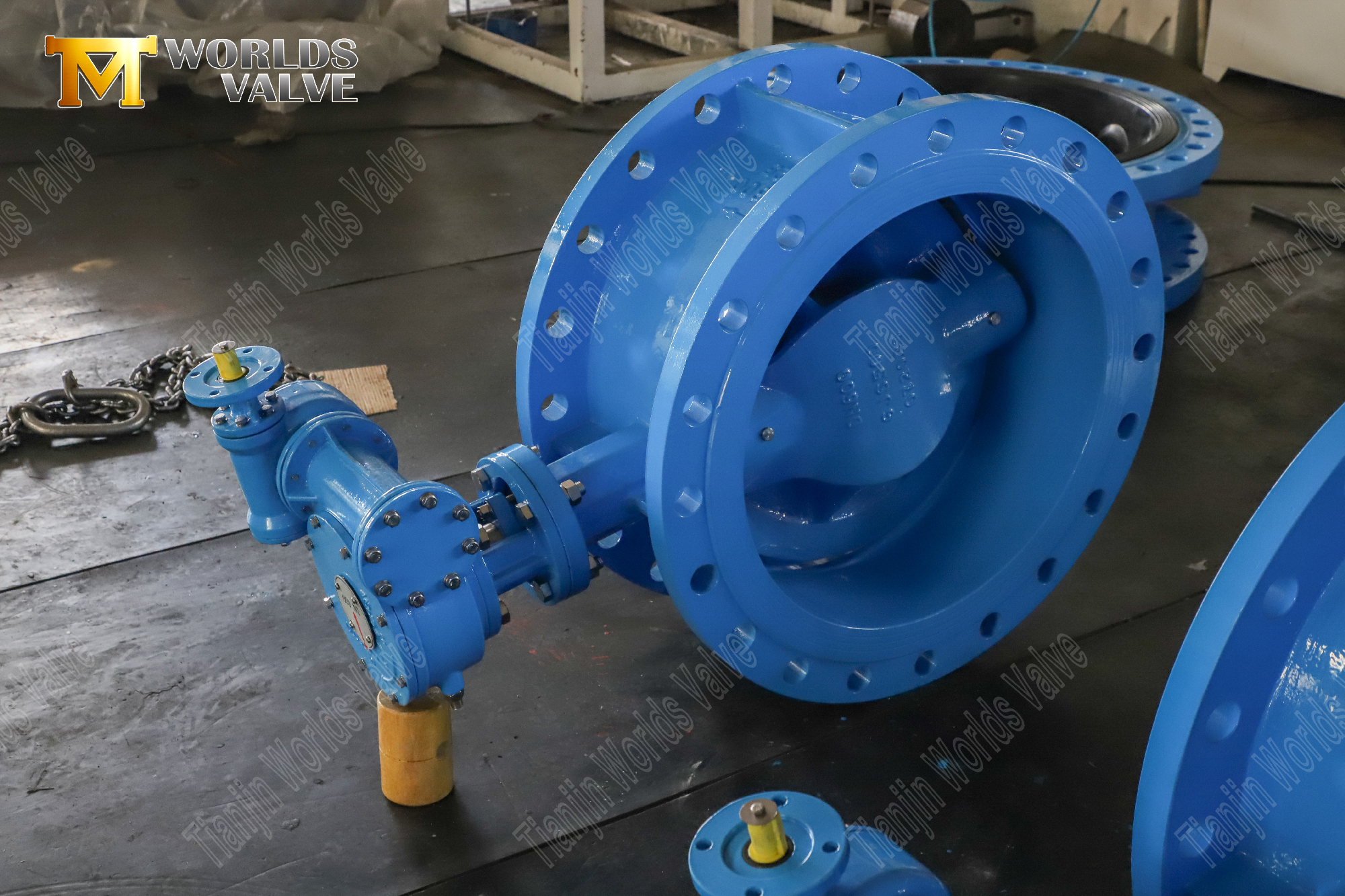 Dubbel offset PN25 fj&auml;rilsventil med dubbla fl&auml;nsar och v&auml;xeloperat&ouml;r-3 (3)