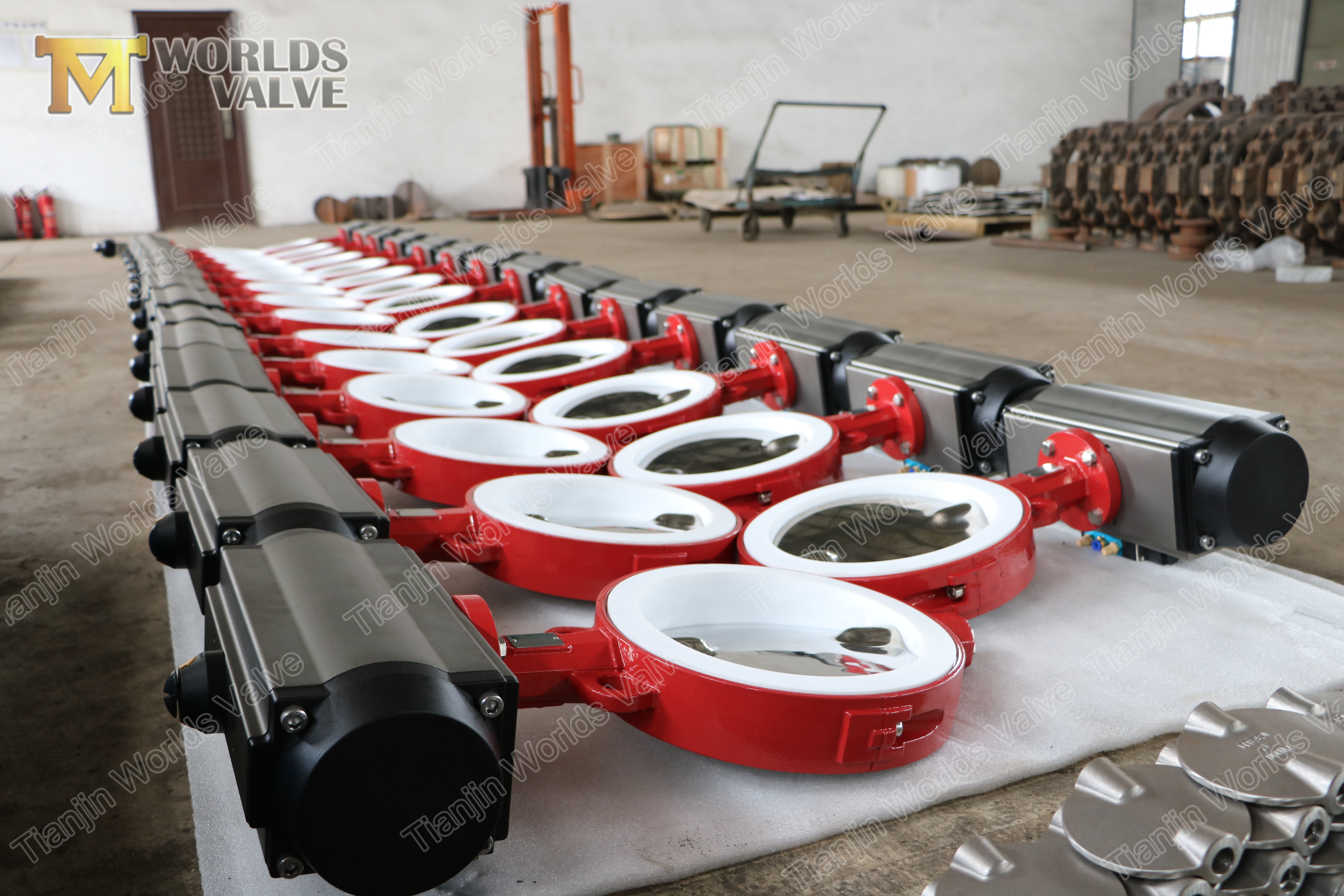 4 Penumatic PTFE SEAT Tv&aring; bitar Kroppsdelad kroppsplatta Butterflyventil