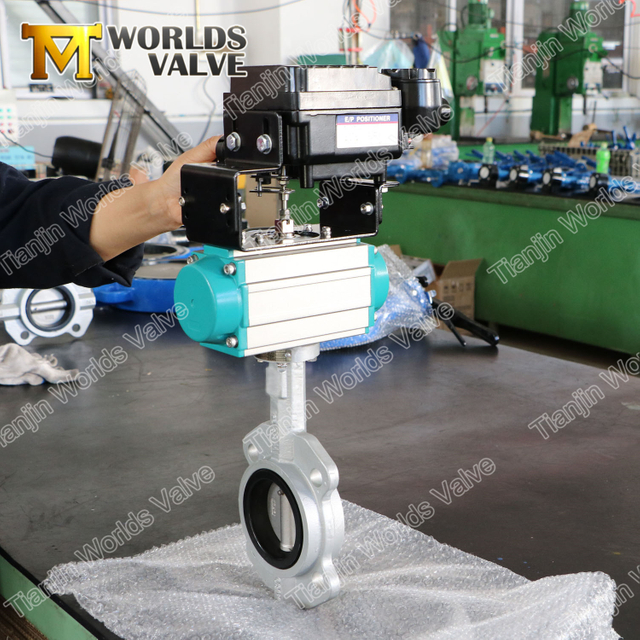 Pneumatisk elektrisk ställdon Solenoid API Standard Wafer Type Butterfly Control Ventiler
