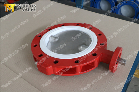 China OEM Butterfly Valve Leverantör SPLIT BODY PTFE Fodrad sittande fjärilsventil med rostfritt stålskiva