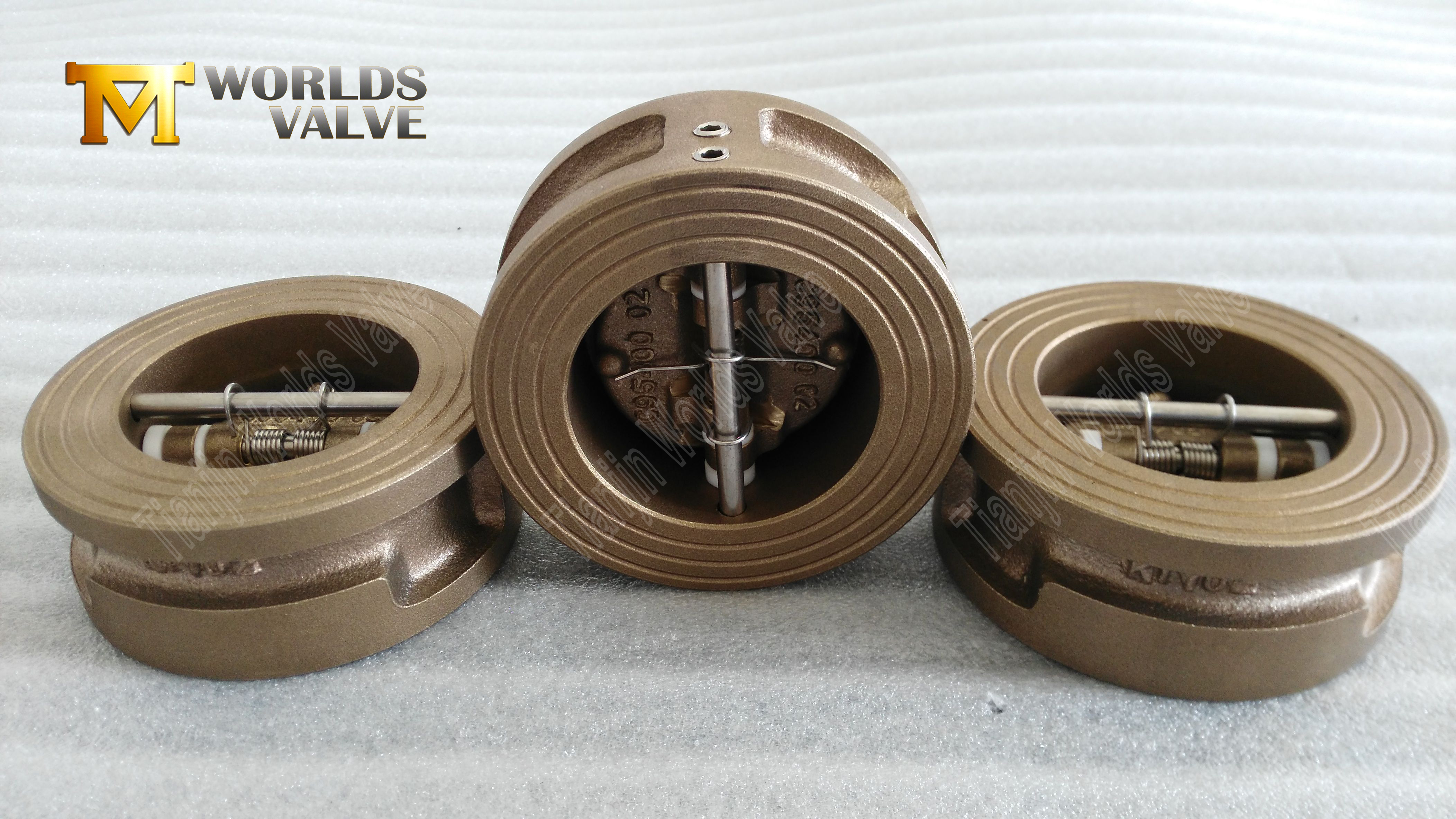 H&ouml;g t&auml;tningsprestanda aluminiumbrons dubbelplatta kontrollventil-4