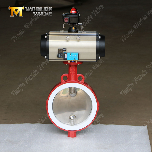 Delad kropp PTFE Seat Wafer-spjällventil med CF8M-skiva