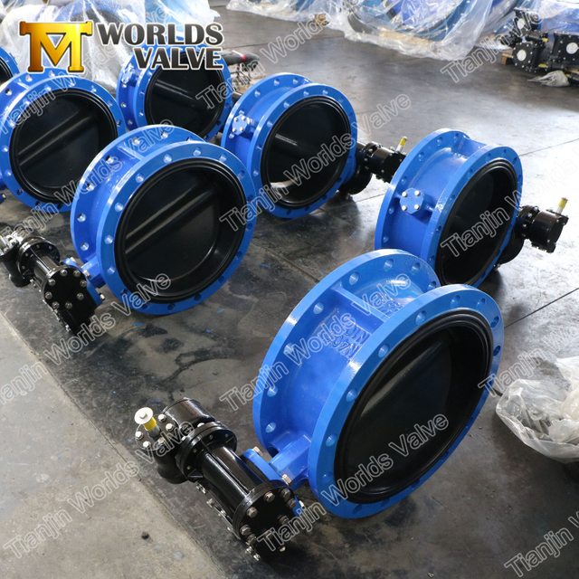 Centertätande dubbelflänsad vridspjällsventil med hel gummibelagd skiva