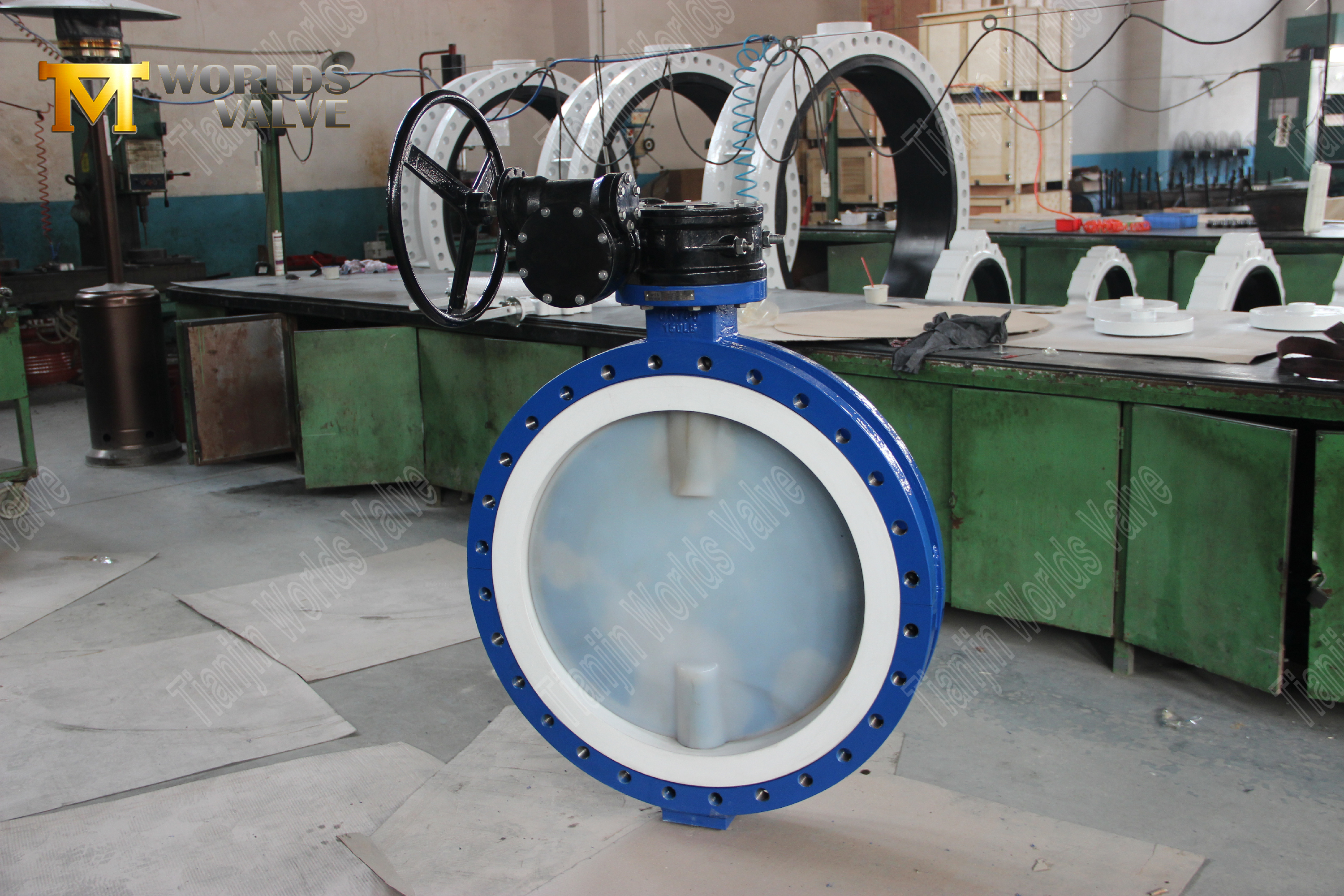 PFA vridspj&auml;llsventil f&ouml;r kemisk service 150LB, PTFE-s&auml;te, v&auml;xelman&ouml;vrerad (5)