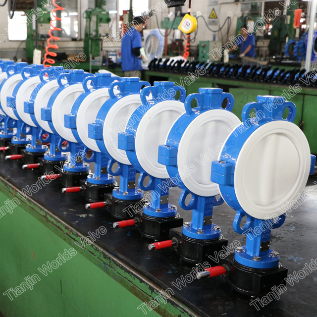 Waferflänsad PTFE foder Butterfly Valve