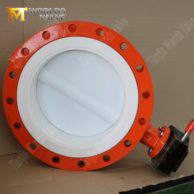 Worm Gear Double Flanged Ptfe Foderfjärilventiler