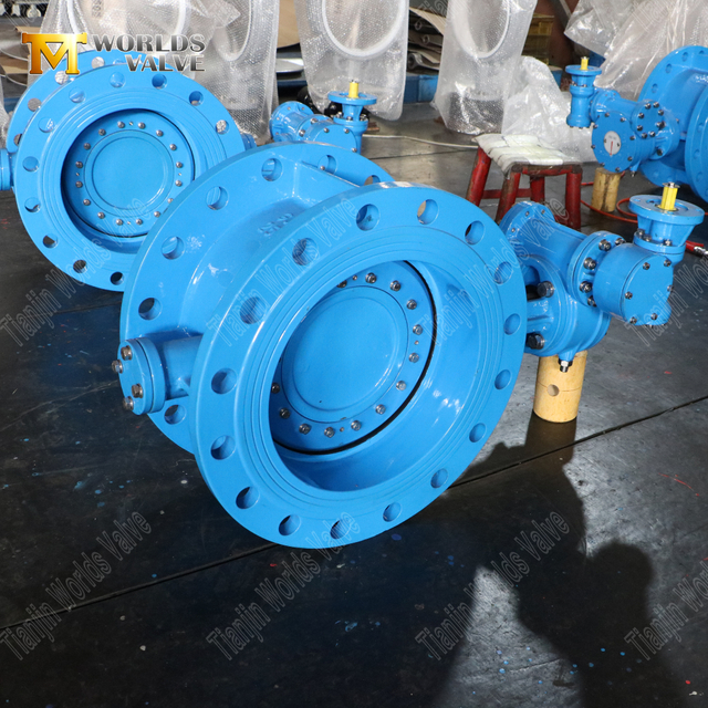 Dubbel offset PN25 fjärilsventil med dubbla flänsar och växeloperatör | Tung industriell flödeskontroll