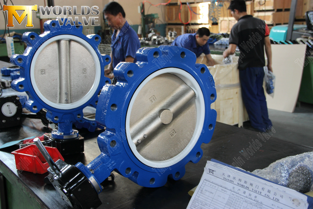 Koncentrisk fjärilsventilstillverkare-LUG-typfjärilventil med spakhandtag