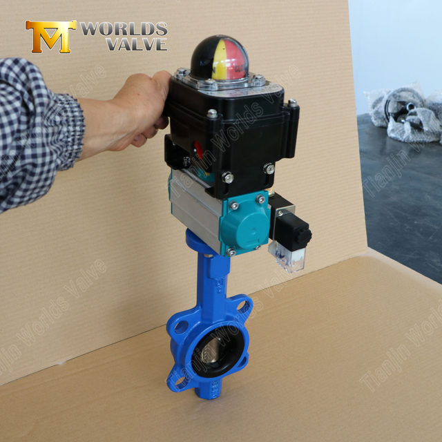 Pneumatisk wafer-fjärilsventil med C95400 bronsskiva och gränslägesbrytare | Kompakt storlek | OEM leverantör