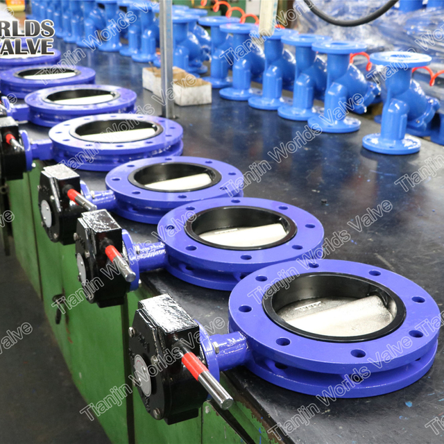 China OEM Valve Leverantör-U-sektion Dubbel flänsad fjärilsventil med EPDM-belagd skiva