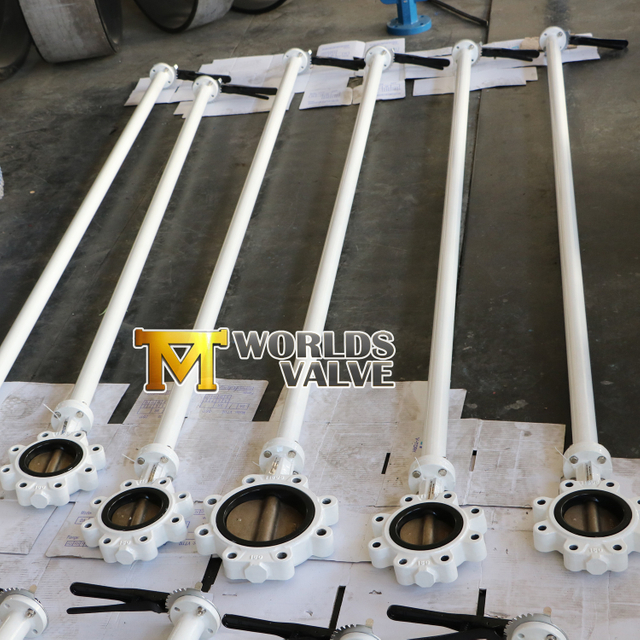 Luggen och tappad typ fjärilventil med utökad spindel