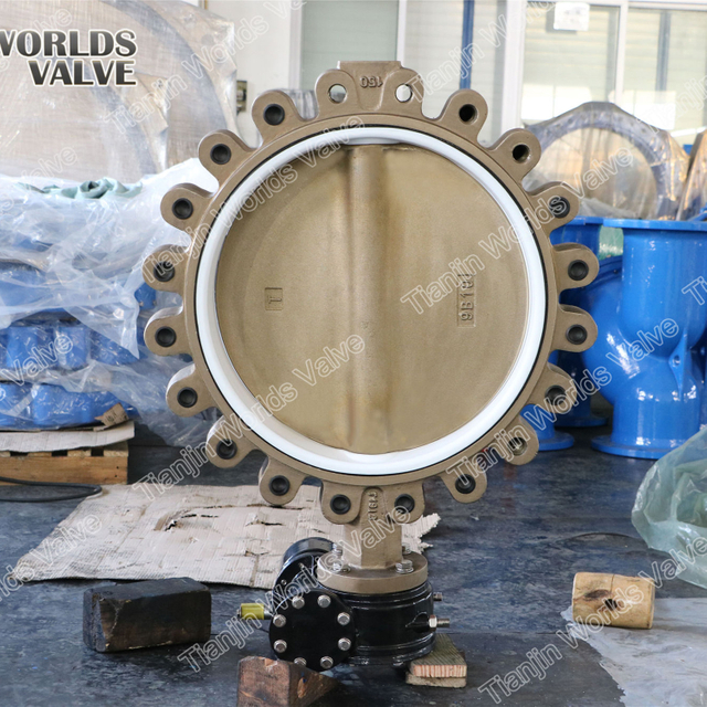 PTFE-säte C954 C958 C955 Aluminium Brons kropp och skiva koncentrisk vridspjällsventil