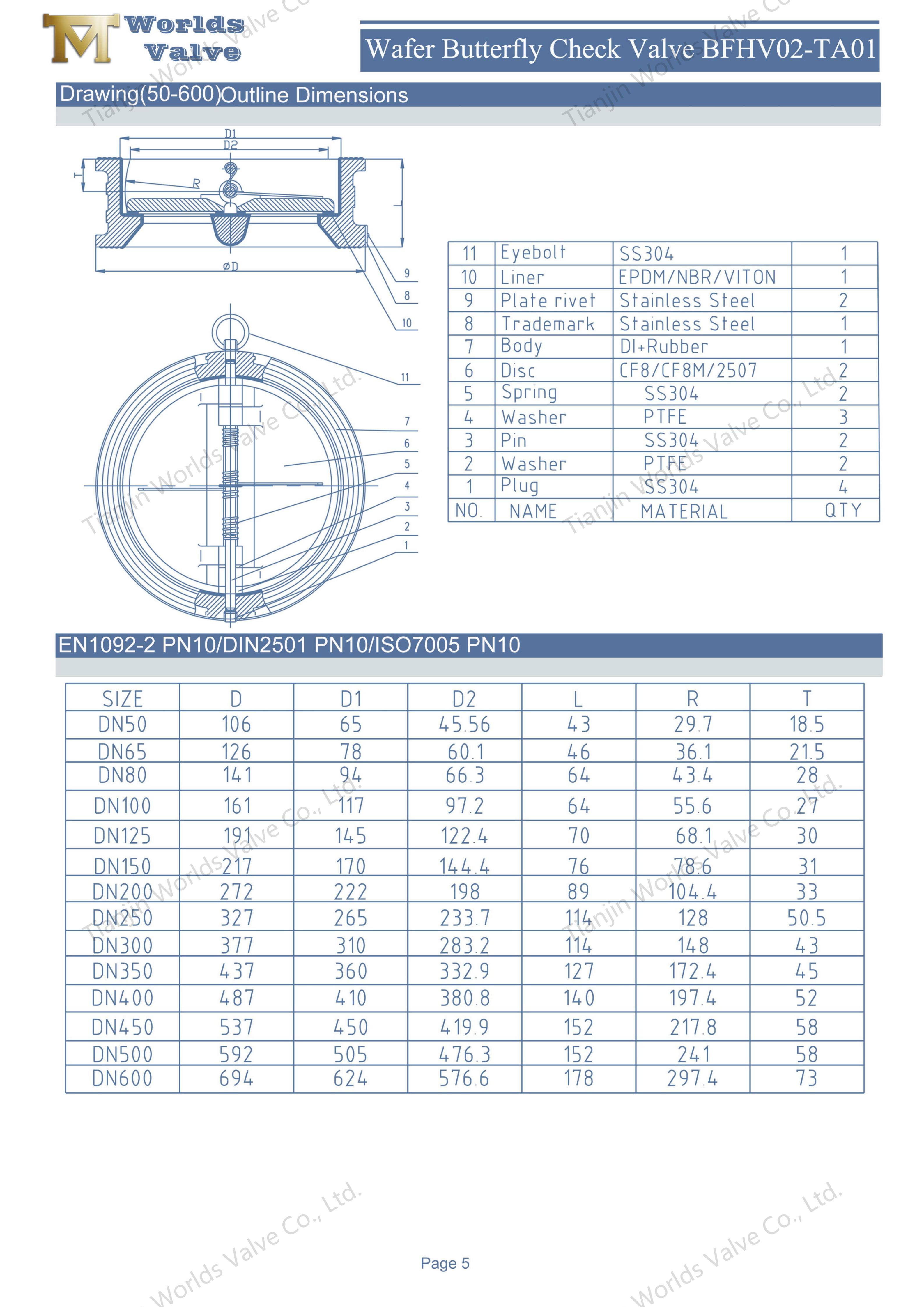 Aluminium Brons Disc Dual Plate Wafer Back Valve-1